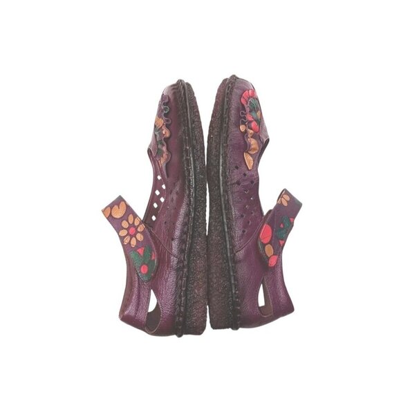 Tin Rui Shoes Womens 7.5 Slip On  Mary Jane Leather Multicolor Comfort Flower - Picture 2 of 12